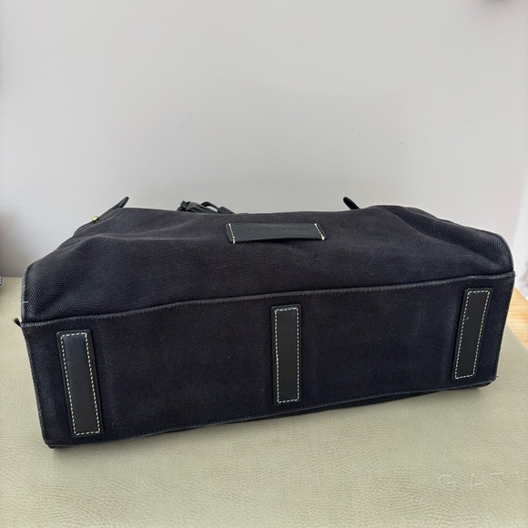 Ralph Lauren Black Leather Handle Tassel Charm Large Canvas Tote Bag - Picture 5 of 9